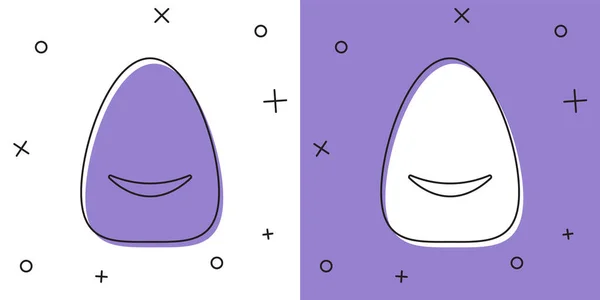 Установите Значок Pouf Изолированный Белом Фиолетовом Фоне Мягкий Стул Сумка — стоковый вектор