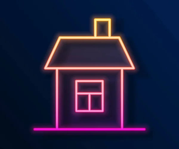 Glowing Neon Line House Icon Isolated Black Background Home Symbol — Stock Vector