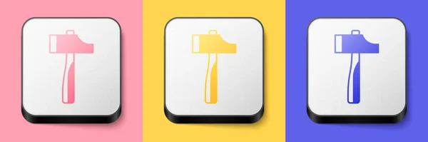 Isometric Hammer Icon Isolated Pink Yellow Blue Background Tool Repair — Stock Vector