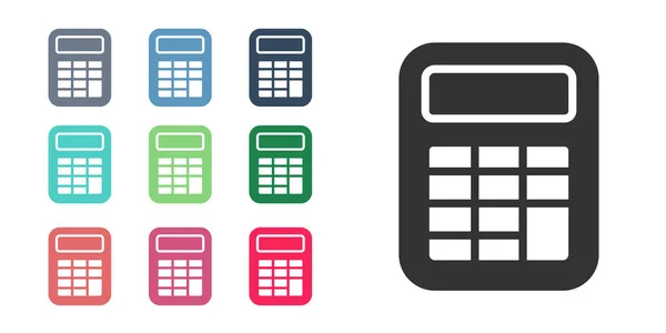 Czarny Kalkulator Ikona Izolować Biały Tło Symbol Księgowości Obliczenia Biznesowe — Wektor stockowy