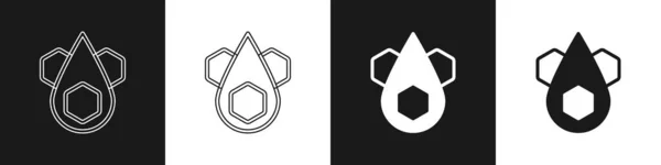 Set Honeycomb Symbol Isoliert Auf Schwarzem Und Weißem Hintergrund Das — Stockvektor