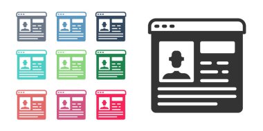 Siyah Özgeçmiş simgesi beyaz arkaplanda izole edildi. Özgeçmiş başvurusu. Profesyonel personel aranıyor. Personel analizi devam ediyor. Simgeleri renklendirin. Vektör