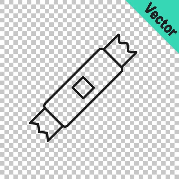 Svart Linje Socker Stick Paket Ikon Isolerad Transparent Bakgrund Tomma — Stock vektor