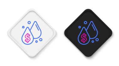 Beyaz zemin üzerinde dolar sembolü olan çizgi yağı damlası. Petrol fiyatı. Petrol ve petrol endüstrisi. Renkli taslak konsepti. Vektör