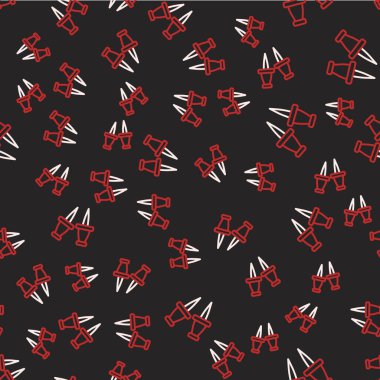 Çizgi itme simgesi siyah arkaplanda izole edilmiş kusursuz desen. Raptiye işareti. Vektör.