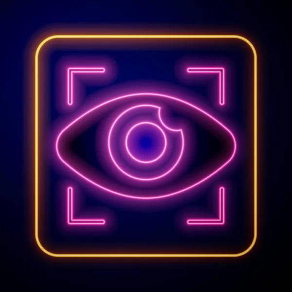 发光的霓虹灯大哥哥电子眼睛图标孤立在黑色的背景 全球监测技术 计算机系统和网络安全 — 图库矢量图片