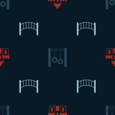 Kumdan kale, jimnastik yüzükleri ve çocuk bahçesindeki çocuklar arasında kusursuz bir köprü kurun. Vektör