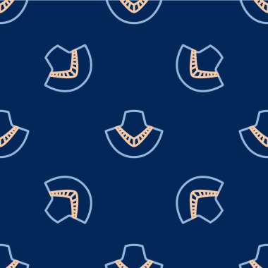 Manken simgesindeki çizgi gerdanlığı mavi arkaplanda izole edilmiş pürüzsüz desen. Vektör