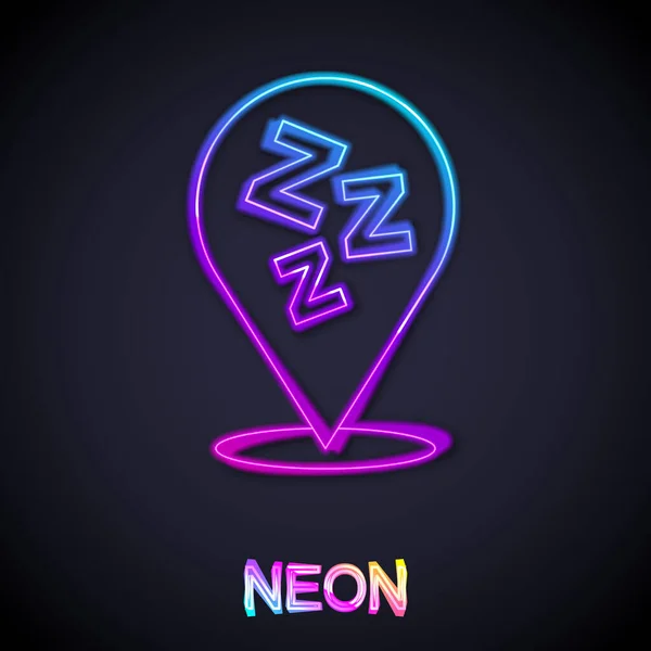 Zářící Neonová Čára Ospalá Ikona Izolovaná Černém Pozadí Ospalá Zzzz — Stockový vektor