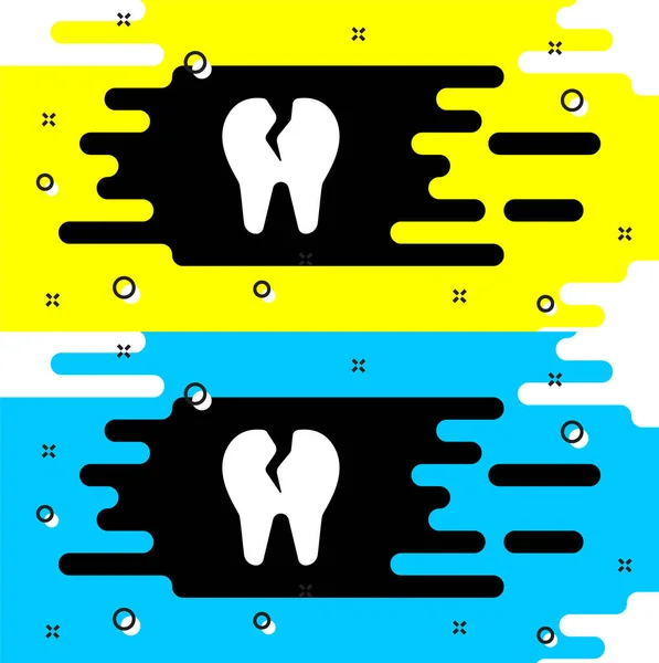 White Broken Tooth Icon Isolated Black Background Dental Problem Icon — Stock Vector