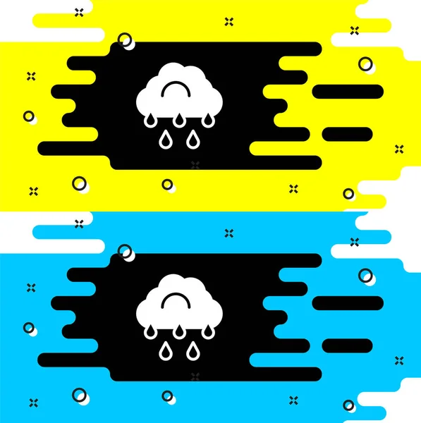 白云与雨图标隔离在黑色背景 雨云降水与雨滴 — 图库矢量图片