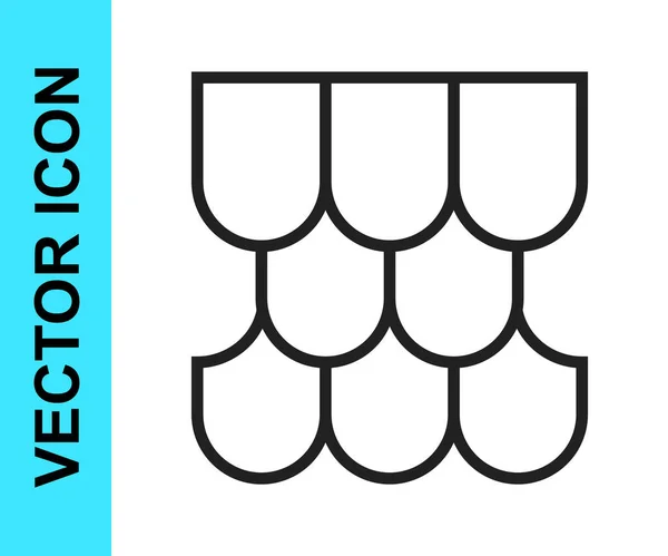 Línea Negra Icono Azulejo Techo Aislado Sobre Fondo Blanco Vector — Vector de stock