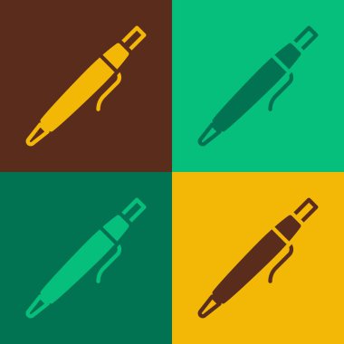 Pop Art Pen simgesi renk arkaplanında izole edildi. Vektör