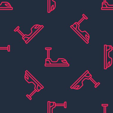 Kırmızı çizgi çarpışan araba simgesi siyah arkaplanda izole edilmiş. Eğlence parkı. Çocuklar için eğlence parkı, eğlence parkı. Vektör