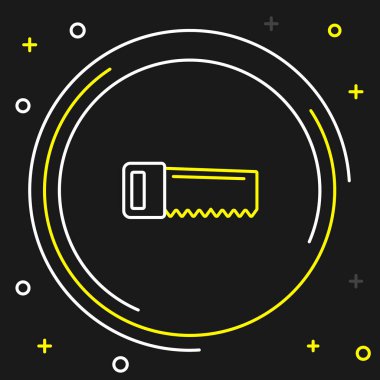 Çizgi El siyah arkaplanda izole edilmiş bir simge gördü. Renkli taslak konsepti. Vektör.