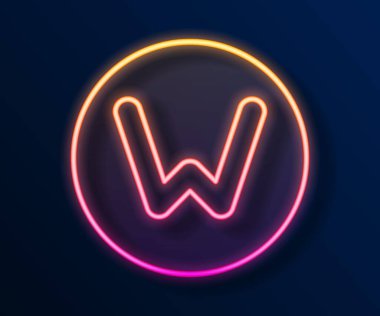 Parlayan neon hattı Pusula kuzey simgesi siyah arkaplanda izole edildi. Rüzgâr yön bulma sembolü. Rüzgar gül işareti. Vektör