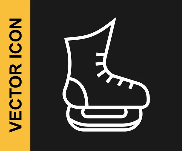 Linha Branca Skates Ícone Isolado Fundo Preto Ícone Sapatos Patinação — Vetor de Stock