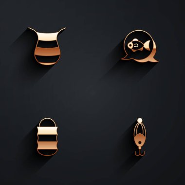 Balıkçılık ağını kur ve uzun gölgeli bir ikon çek. Vektör