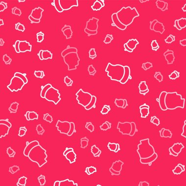 Beyaz çizgi Fransız ikonu, kırmızı arkaplanda lekesiz desen izole etti. Vektör