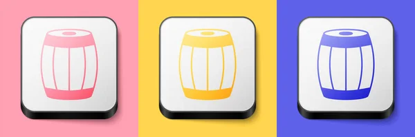 Isometric Wooden Barrel Icon Isolated Pink Yellow Blue Background Alcohol — Stock vektor