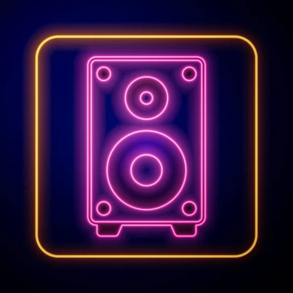 Leuchtendes Neon Stereo Lautsprechersymbol Isoliert Auf Schwarzem Hintergrund Soundsystem Lautsprecher — Stockvektor