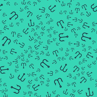 Kara Balıkçı kancası ikonu yeşil arka planda izole edilmiş pürüzsüz desen. Balık oltası. Vektör.