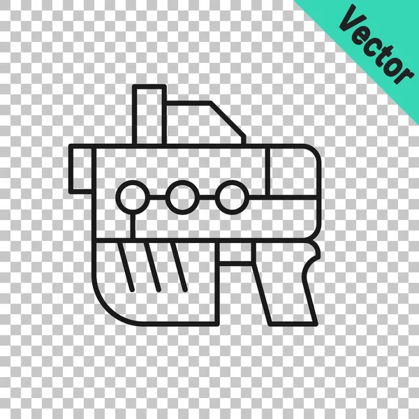 Ligne Noire Futuriste Icône Blaster Canon Spatial Isolé Sur Fond — Image vectorielle