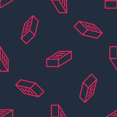 Kırmızı çizgi Brick simgesi siyah arkaplanda kusursuz desen izole etti. Vektör.