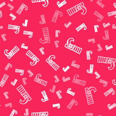 Beyaz çizgi leprikon çizme simgesi kırmızı arka planda izole edilmiş. Aziz Patrick gününüz kutlu olsun. Ulusal İrlanda bayramı. Vektör.