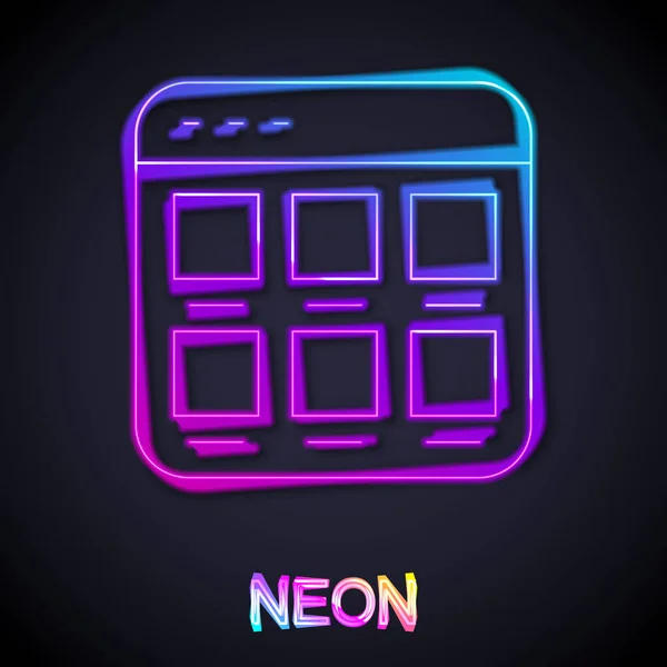 Zářící Neon Line Online Nakupování Obrazovce Ikony Izolované Černém Pozadí — Stockový vektor