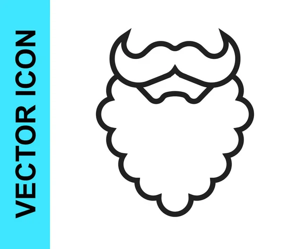 Черная Линия Усы Борода Значок Изолированы Белом Фоне Символ Парикмахерской — стоковый вектор