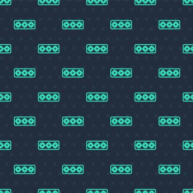 Yeşil hat parola koruması ve güvenlik erişim simgesi mavi arka planda izole edilmiş kusursuz desen. Güvenlik, güvenlik, koruma, gizlilik kavramı. Vektör.