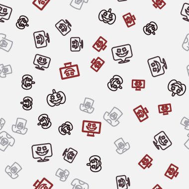 Çizgiyi belirle Balkabağı Mutlu Cadılar Bayramı tişörtleri kafatası ve kusursuz desenli. Vektör.