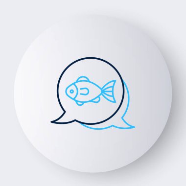 Line Fish simgesi beyaz arkaplanda izole edildi. Renkli taslak konsepti. Vektör.