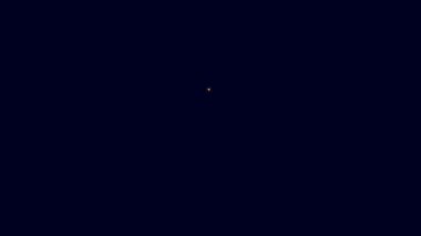 Parlayan neon hattı mavi arkaplanda güvenli simge izole edildi. Kapı, şifreli bir banka kasası. Güvenilir Veri Koruma. 4K Video hareketli grafik canlandırması.