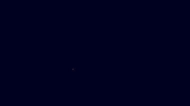 Parlayan neon hattı Para değişimi simgesi mavi arkaplanda izole edildi. Para transferi sembolü. Bankacılık işareti. 4K Video hareketli grafik canlandırması.