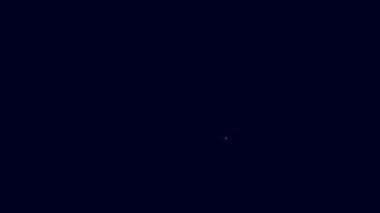 Parlayan neon hattı Thriller film ikonu mavi arkaplanda izole edildi. Kahrolası bıçak. Şüpheli sinema türü, hayatta kalma korkusu. Şiddet ve vahşet içeren şok edici filmler. 4K Video hareketli grafik canlandırması.