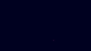Parlayan neon hattı Film ya da sinematografi derecelendirmesi ya da eleştiri simgesi mavi arka planda izole edildi. 4K Video hareketli grafik canlandırması.