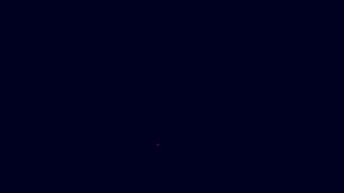 Parlayan neon hattı Movie kupası ikonu mavi arkaplanda izole edildi. Akademi ödülü ikonu. Filmler ve sinema sembolü. 4K Video hareketli grafik canlandırması.