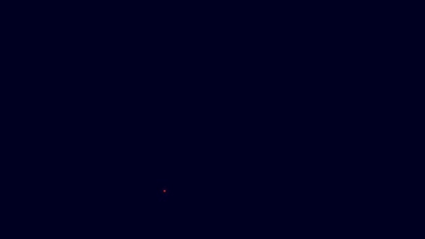 ネオンラインの輝き青の背景に分離されたプッシュピンアイコン 感謝の印だ 4Kビデオモーショングラフィックアニメーション — ストック動画