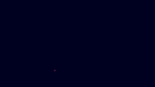 Linea Neon Incandescente Icona Clapper Film Isolato Sfondo Blu Scheda — Video Stock