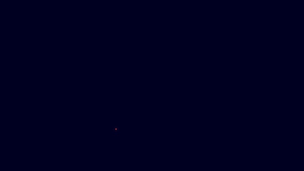 发光的霓虹灯线电影院椅子图标孤立在蓝色的背景 4K视频运动图形动画 — 图库视频影像