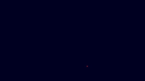 Glödande Neon Line Spela Video Ikonen Isolerad Blå Bakgrund Filmskylt — Stockvideo