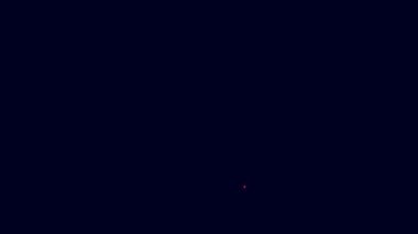 Parlayan neon hattı Espresso tonik kahve ikonu mavi arka planda izole edilmiş. 4K Video hareketli grafik canlandırması.