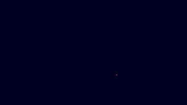 Parlayan neon hattı kahve kavanozu ikonu mavi arka planda izole edilmiş. 4K Video hareketli grafik canlandırması.