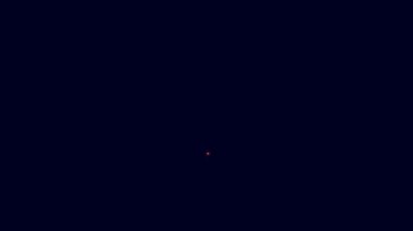 Parlayan neon hattı çevrimiçi uygulama dağıtım ikonu mavi arkaplanda izole edildi. Paket takibi. 4K Video hareketli grafik canlandırması.