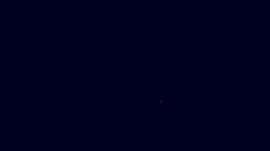 Parlayan neon hattı Fisherman şapka ikonu mavi arka planda izole edildi. 4K Video hareketli grafik canlandırması.
