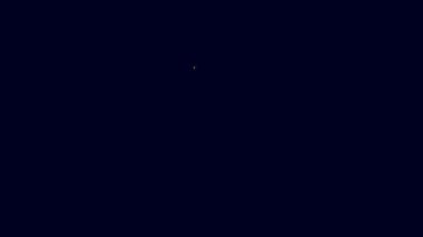 Parlayan neon hattı Mutfak önlüğü simgesi mavi arkaplanda izole edildi. Yemek pişirmek için şef üniforması. 4K Video hareketli grafik canlandırması.