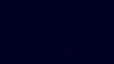 Parlayan neon hattı çamaşır makinesi simgesi mavi arkaplanda izole edildi. Çamaşır makinesi simgesi. Çamaşır makinesi, çamaşır makinesi. Ev aletleri sembolü. 4K Video hareketli grafik canlandırması.
