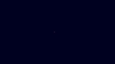 Parlayan neon çizgisi Korkuluk simgesi mavi arkaplanda izole edildi. 4K Video hareketli grafik canlandırması.